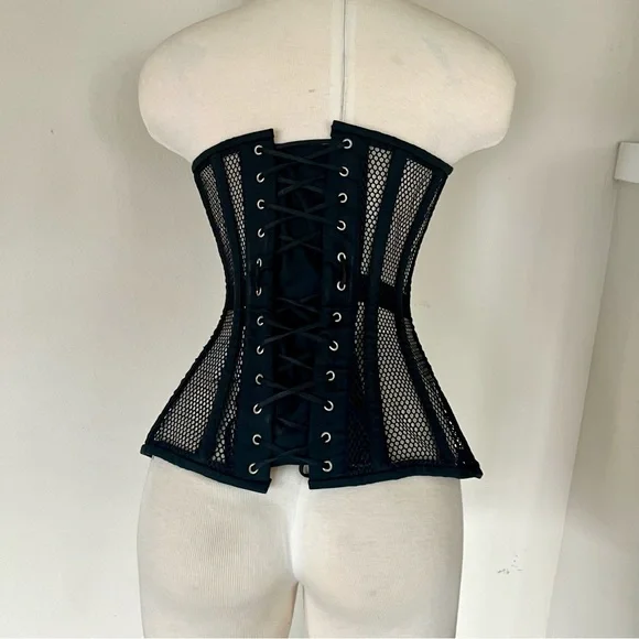 Black Mesh Orchard Brand Overbust Corset - Picture 2 of 7
